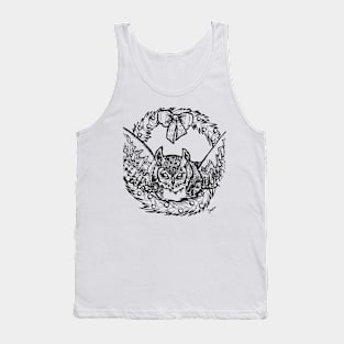 Owl and Christmas Wreath Tank Top